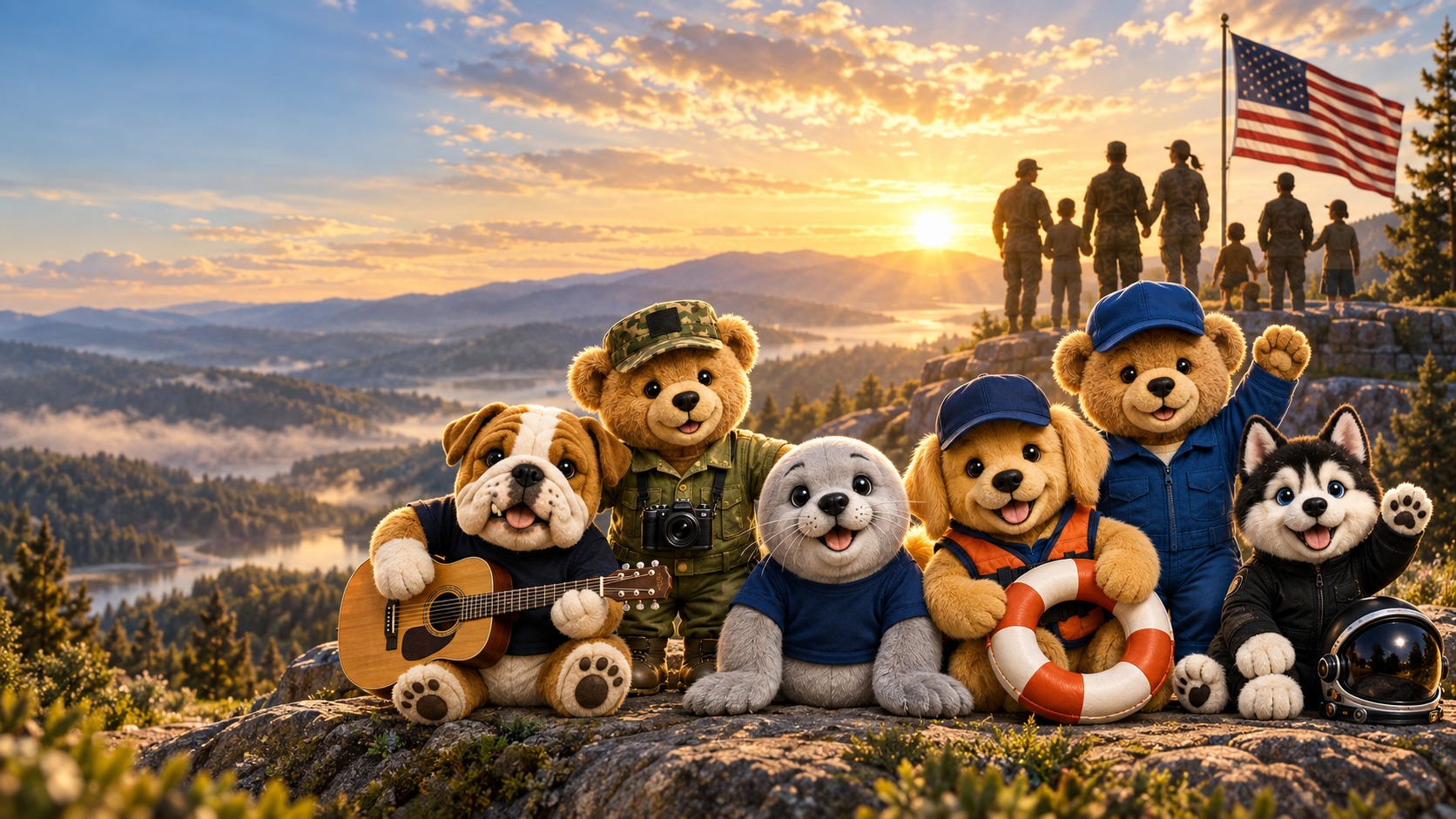 Six Golden Heart Hero Pals honoring courage, loyalty, resilience, and respect.