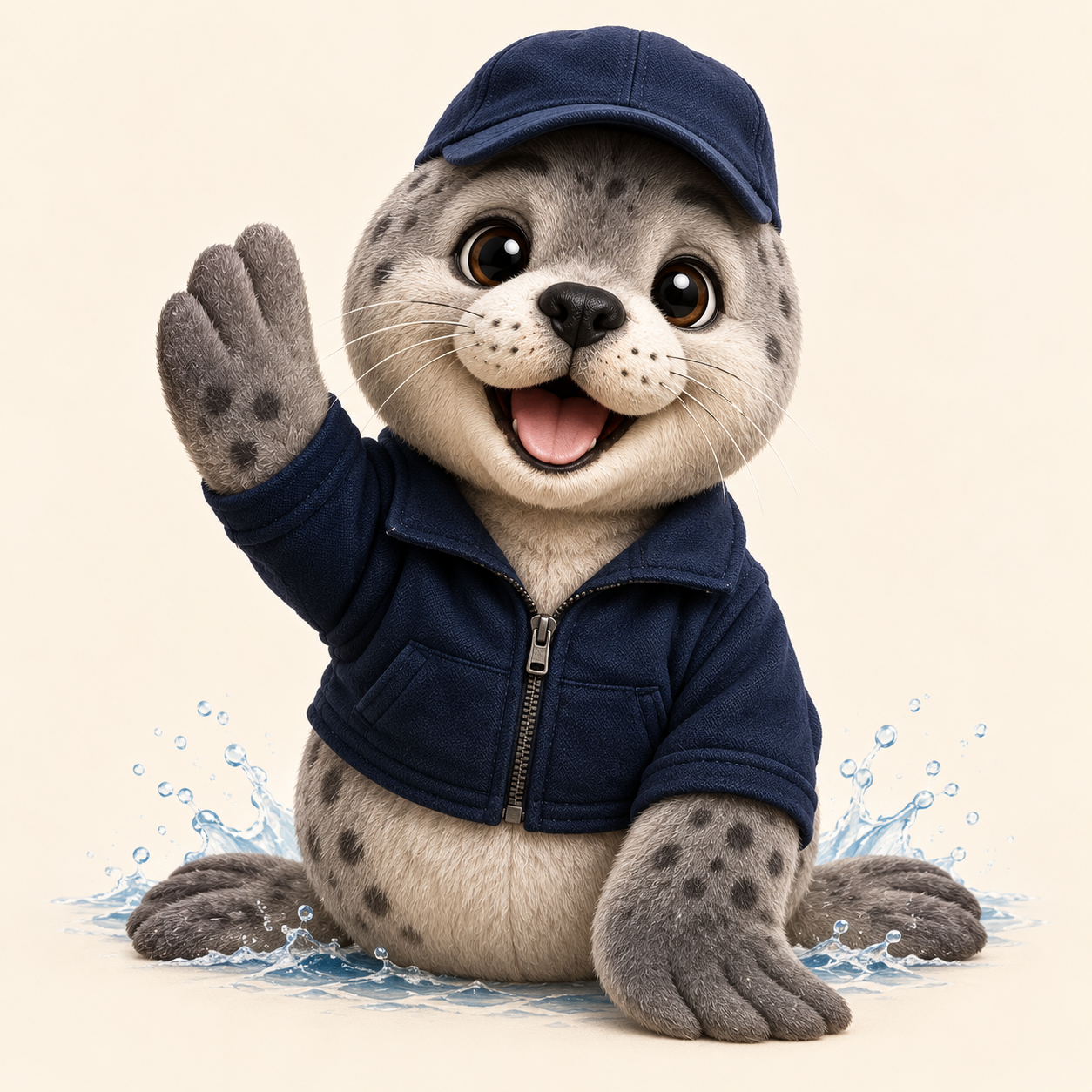 Scout the Seal giving a friendly wave.